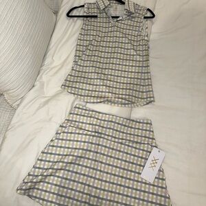 RHONE Blue and Green Plaid Skirt